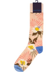 Donald Farm Floral Peach Socks - Peach