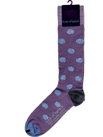 Lords of Harlech Donald Polkadot Grape Socks product