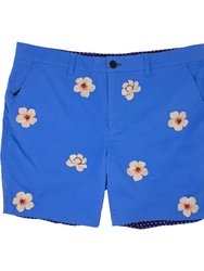 Edward Blue Flower Embroidery Shorts - Blue Flower