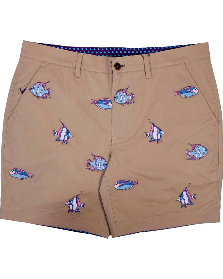 Edward Fish Embroidery Shorts - Fish Embroidery Sand