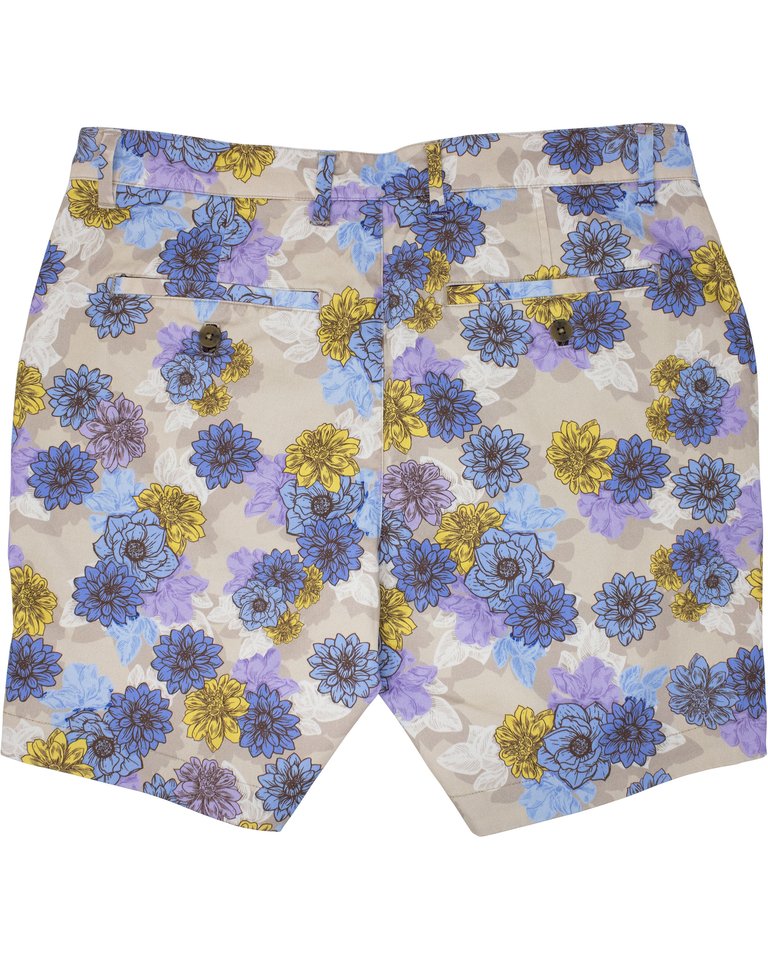 John Snap Floral Flat Front Short - Pumice