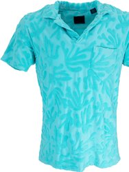 Johnny Coral Towel Polo Shirt In Lagoon