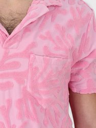 Johnny Coral Towel Polo Shirt In Pink