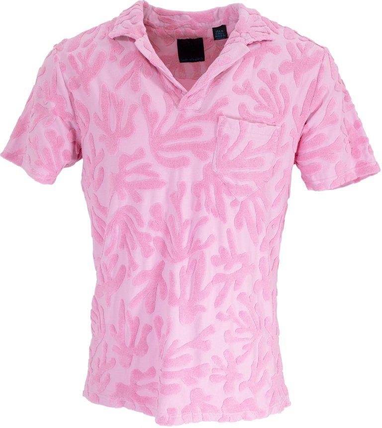 Johnny Coral Towel Polo Shirt In Pink - Pink Coral
