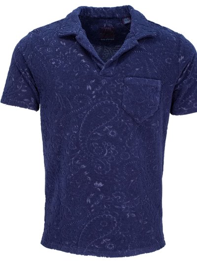 Lords of Harlech Johnny Paisley Towel Polo Shirt - Navy product
