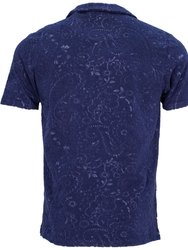 Johnny Paisley Towel Polo Shirt - Navy