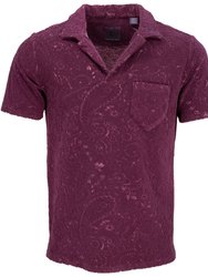 Johnny Paisley Towel Polo Shirt - Plum - Johnny Plum