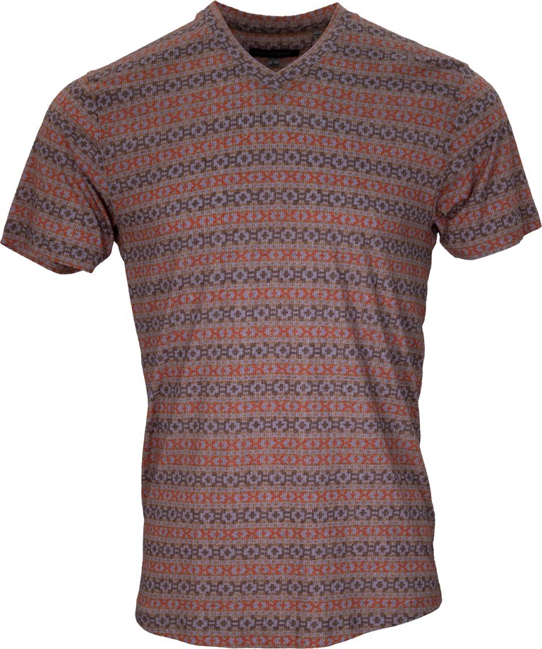 Maze Fairisle Camel V-Neck Tee - Fairisle Camel