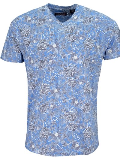 Lords of Harlech Maze Handcut Floral V Neck Tee - Blue product