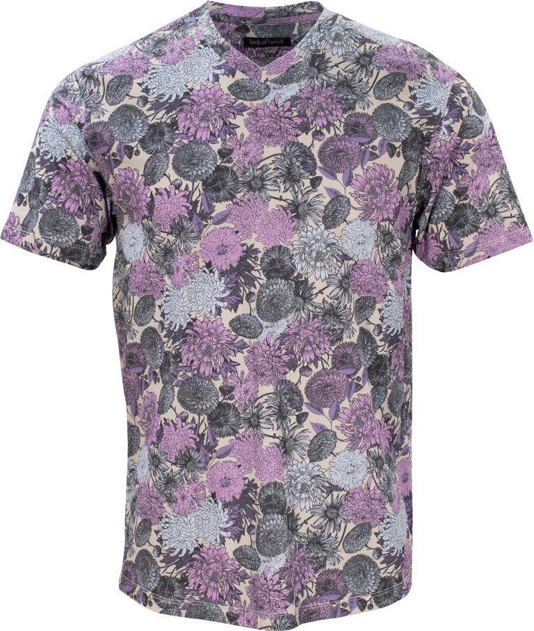 Maze Mums Floral Lavender V-Neck Shirt - Mumms Floral Lavender