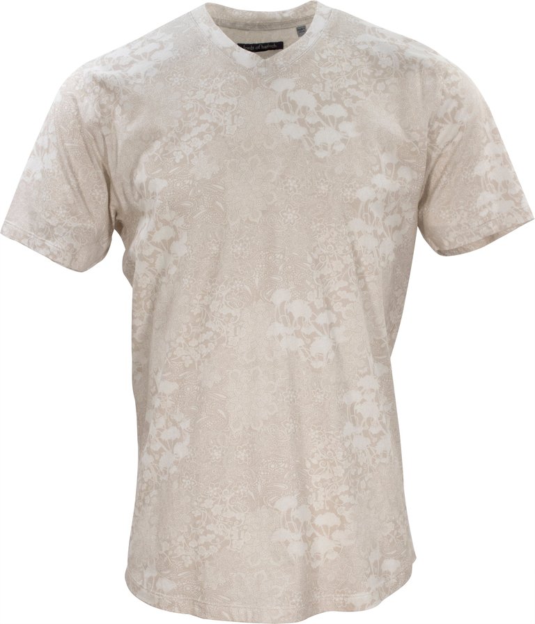 Maze Paisley Floral Pumice V-Neck Tee - Paisley Floral Pumice
