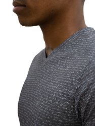 Maze Script Charcoal V-Neck Tee