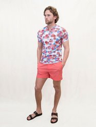 Maze Snap Floral V-Neck Tee - Melon