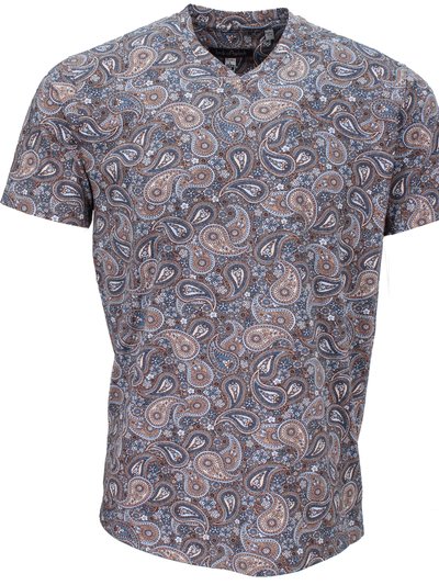 Lords of Harlech Maze Trippy Paisley V-Neck Tee - Grey product