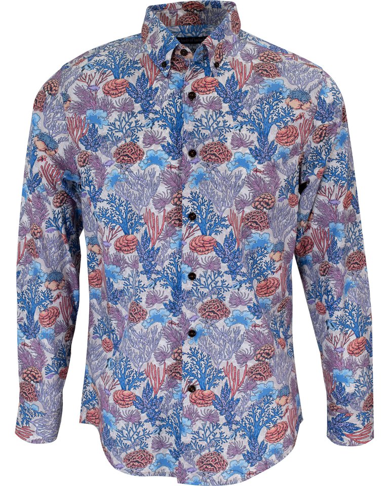Morris Coral Garden Shirt In Pumice - Coral Garden Pumice