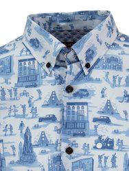 Morris Roaring Toile Blue Shirt