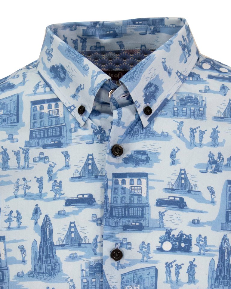 Morris Roaring Toile Blue Shirt