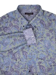 Morris York Floral Shirt Sage