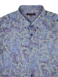 Morris York Floral Shirt Sage