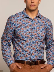 Nigel Floral Stems Shirt Blue