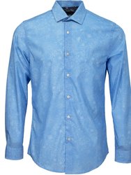 Nigel Outline Floral Shirt - Blue