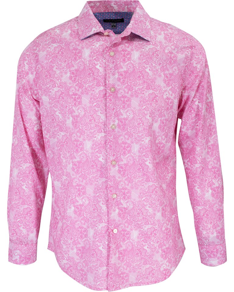 Nigel Paisley Wave Shirt In Pink - Paisley Wave Pink