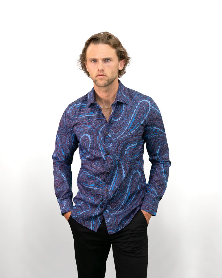 Norman Caserta Paisley Shirt - Navy - Norman Caserta Paisley Navy