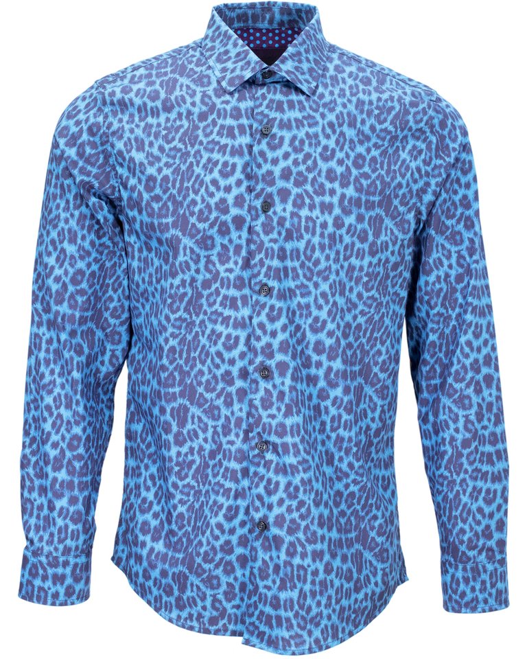 Norman Leopard Shirt - Sapphire
