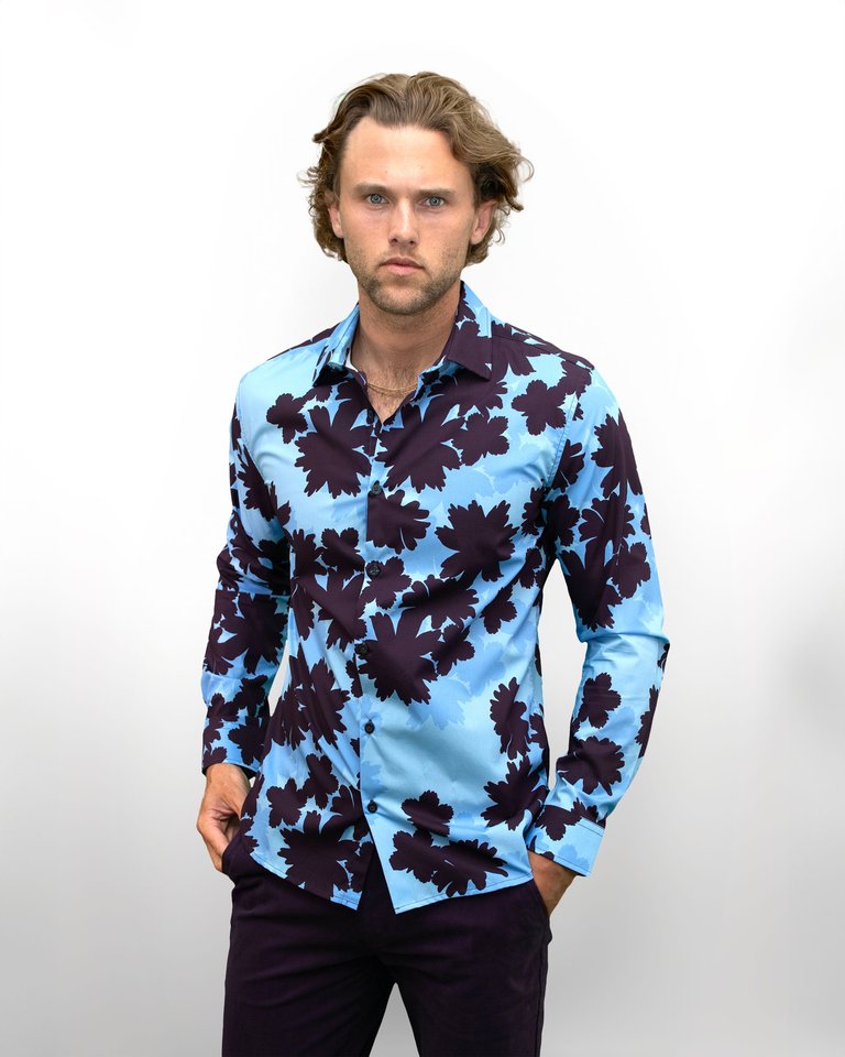 Norman Salerno Floral Shirt - Blue - Norman Salerno Floral Blue