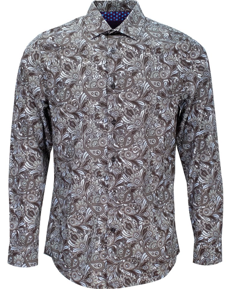 Norman Skull Paisley Shirt - Grey