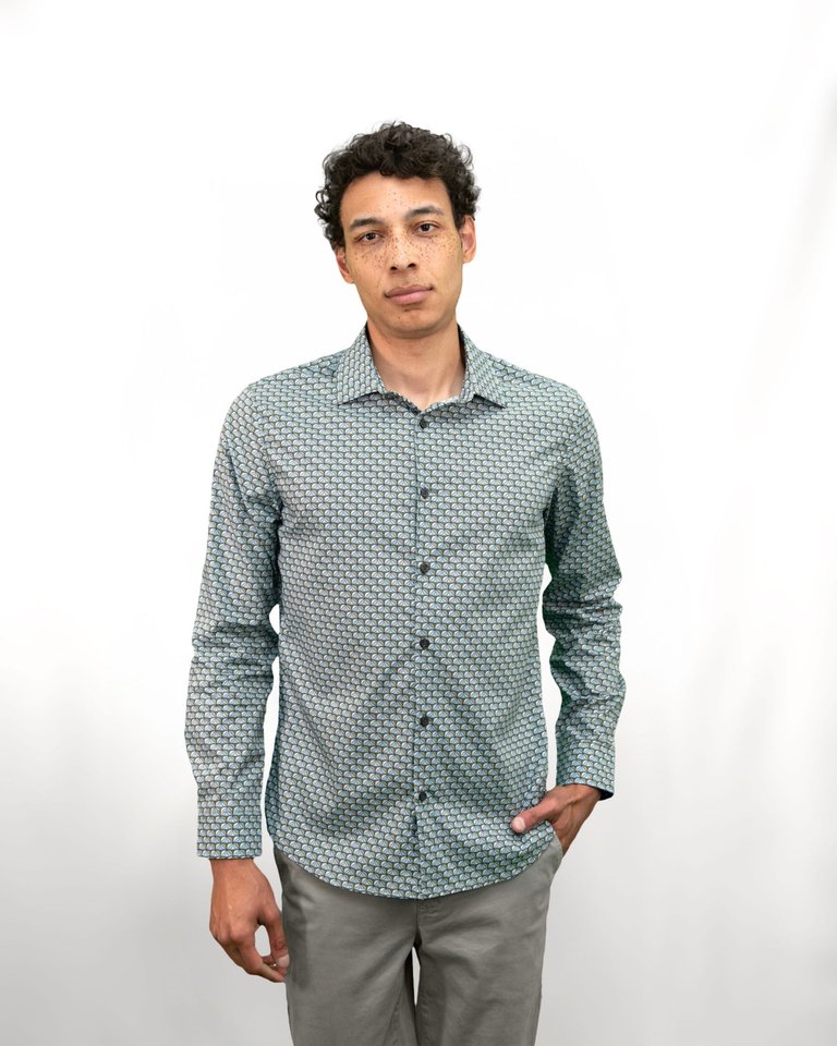 Norman Tile Shirt - Sage - Norman Tile Sage