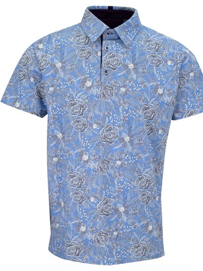 Lords of Harlech Pietro Handcut Floral Polo Shirt - Blue product