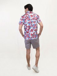 Pietro Snap Floral Polo Shirt - Melon