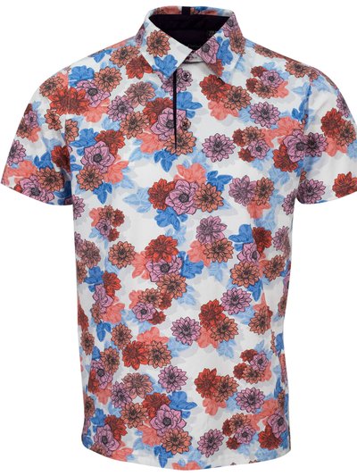 Lords of Harlech Pietro Snap Floral Polo Shirt - Melon product