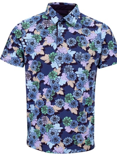 Lords of Harlech PIETRO SNAP FLORAL POLO SHIRT - NAVY product