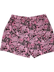 Quack Cutout Floral Swim Short - Black