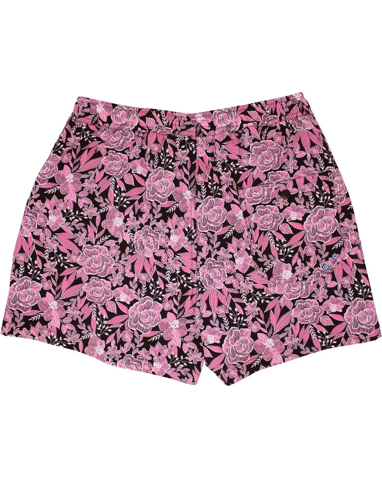 Quack Cutout Floral Swim Short - Black