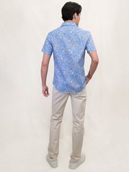 Scott Handcut Floral Shirt - Blue