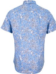 Scott Handcut Floral Shirt - Blue