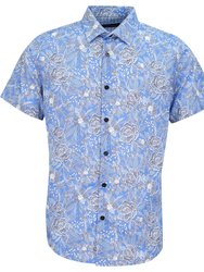 Scott Handcut Floral Shirt - Blue - Scott Handcut Floral Blue