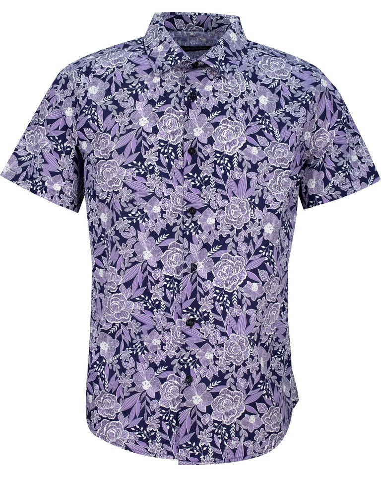 Scott Handcut Floral Shirt - Purple - Scott Handcut Floral Purple