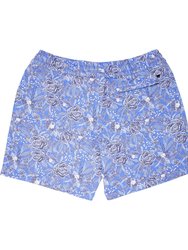 Silus Handcut Floral Interlock Shorts - Blue