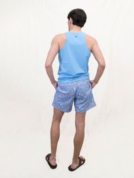 Silus Handcut Floral Interlock Shorts - Blue