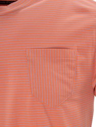 Tate Coral & Blue Stripe Crew Neck Tee