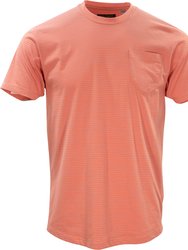 Tate Coral & Blue Stripe Crew Neck Tee - Coral / Blue Stripe