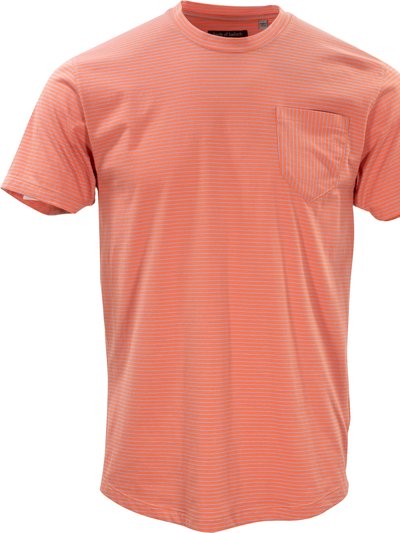 Lords of Harlech Tate Coral & Blue Stripe Crew Neck Tee product