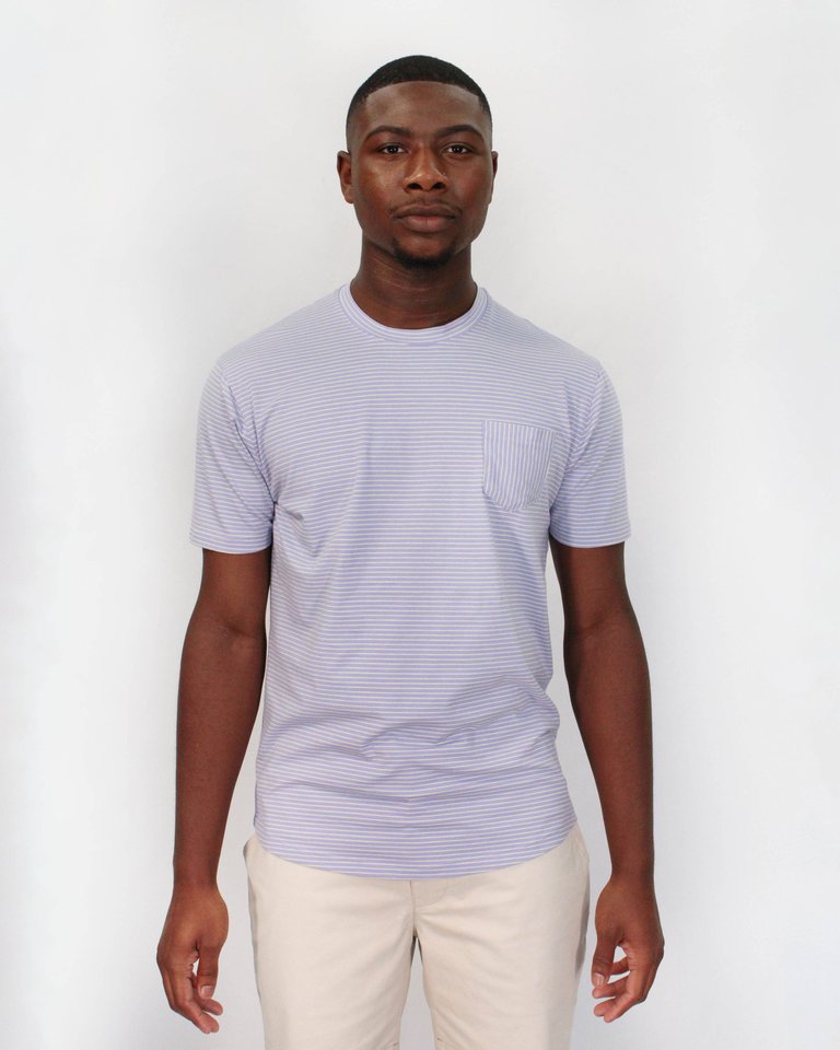 Tate Lavender & Yellow Stripe Crew Neck Tee