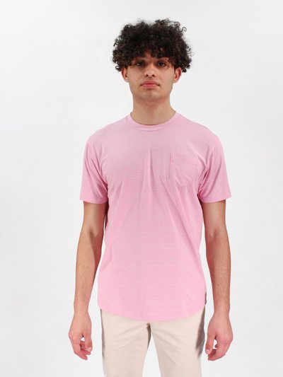 Lords of Harlech Tate Pink Stripe Crew Neck Tee product