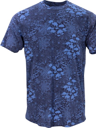 Lords of Harlech Taylor Paisley Floral Navy Crew Neck Tee product