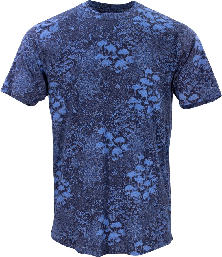 Taylor Paisley Floral Navy Crew Neck Tee - Paisley Floral Navy